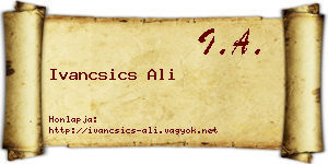 Ivancsics Ali névjegykártya